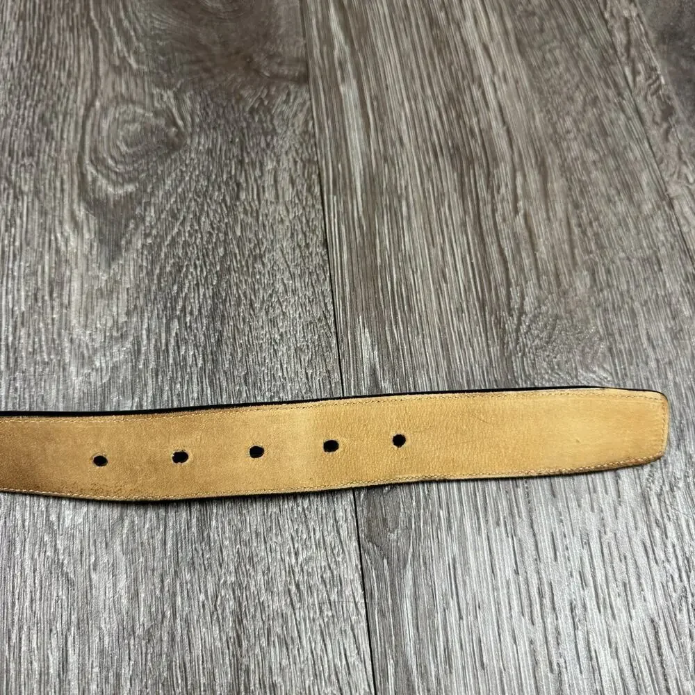 Mens genuine lizard exotic Belt black 38 made spain mezlan nickel buckle loops